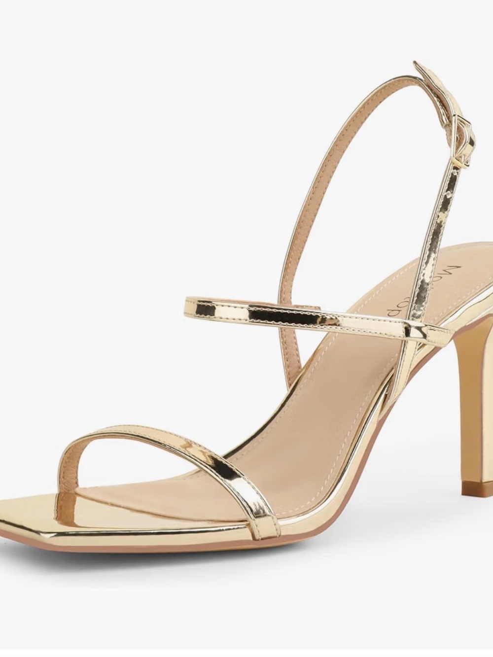 Metallic Gold Strappy Mid-Heel Sandals - Women